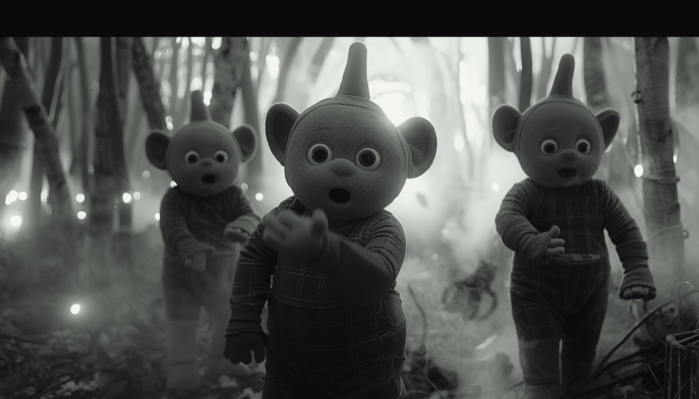 Explorons le monde des Teletubbies en noir et blanc